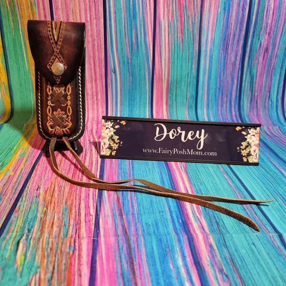 🔷️Vintage Oval Tooled Leather Belt Loop Knife Sheath or Case